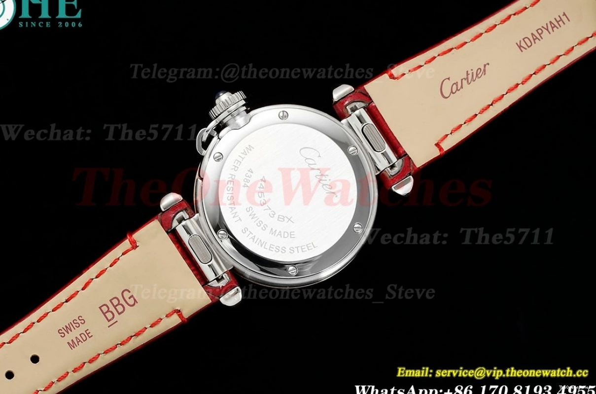 Pasha De 30mm Ladies Cartier Dial White Quartz SS LE Red AF 1203